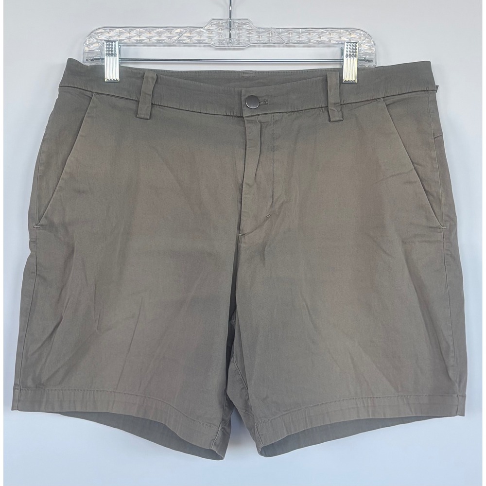 Lululemon Commission Shorts Mens 34 Green Cotton Nylon Chino 9in Inseam Golfwear